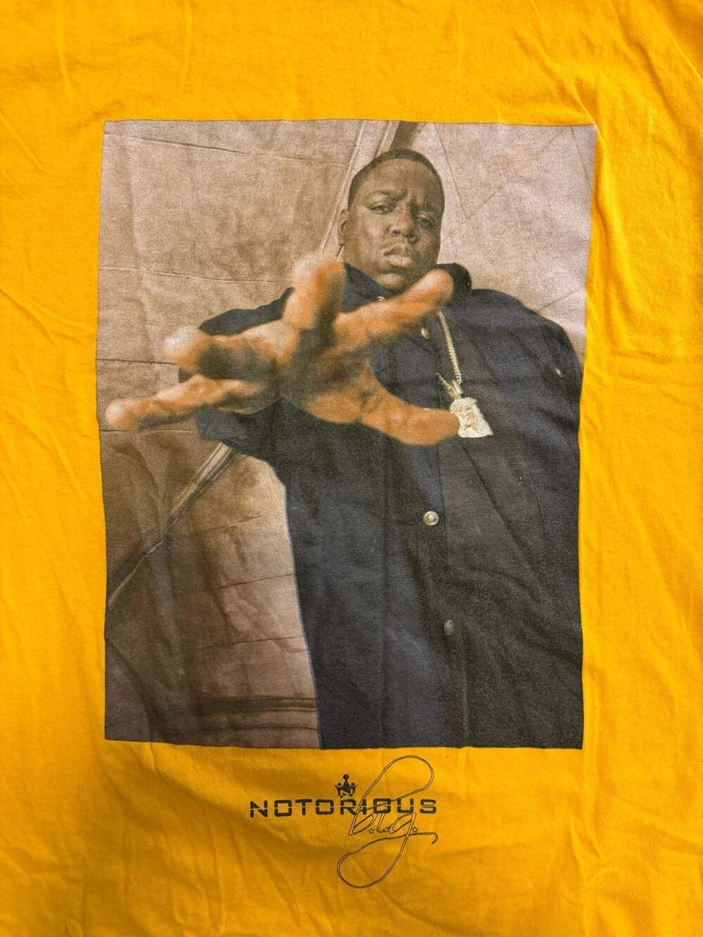 The Notorious B.I.G. Shirt Mens M Yellow Short Sleeve Hip Hop Rap Biggie Tee - Picture 2 of 6